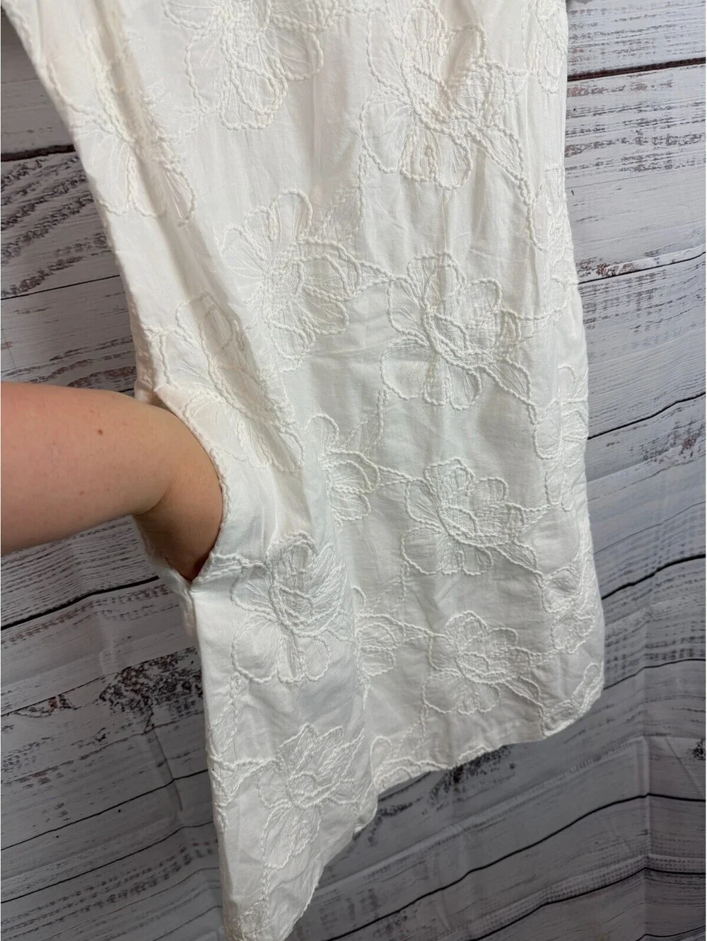 J.CREW white cotton embroidered puff sleeve pockets lined mini dress size 00 NWT